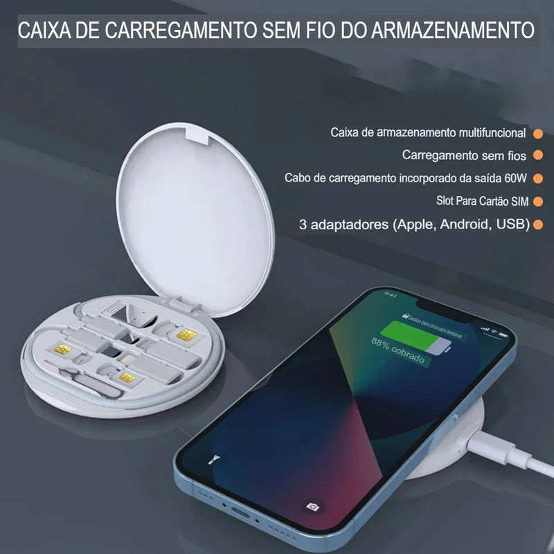 Carregador Sem Fio Indução para iPhone, Samsung e Xiaomi